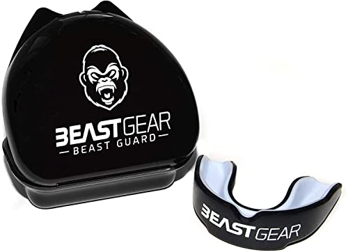 Beast Gear Mundschutz/Zahnschutz - Für Boxen, MMA, Rugby, Kickboxen, Judo, Karate, Hockey & Kampfsport. Sportmundschutz mit Praktischer Aufbewahrungsbox. Schützt Zähne, Zahnfleisch & Kiefer.  